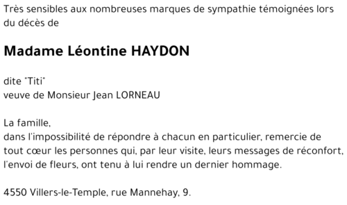 Léontine HAYDON