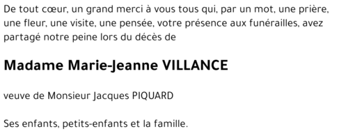 Marie Jeanne VILLANCE