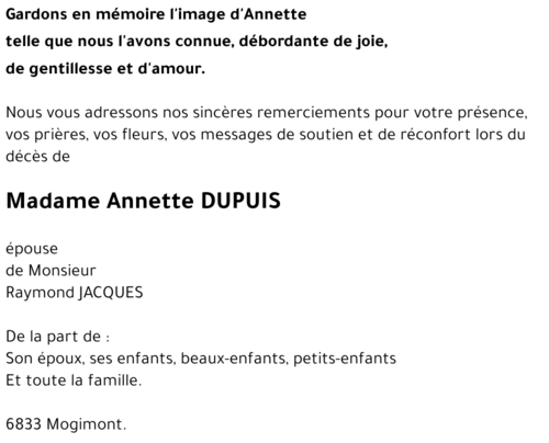 Annette DUPUIS