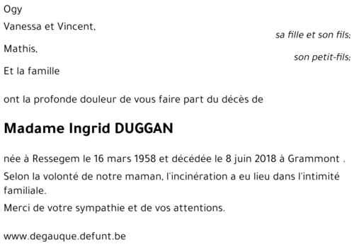 Ingrid DUGGAN