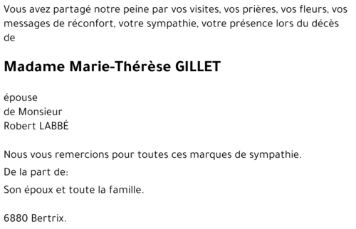 Marie-Thérèse GILLET