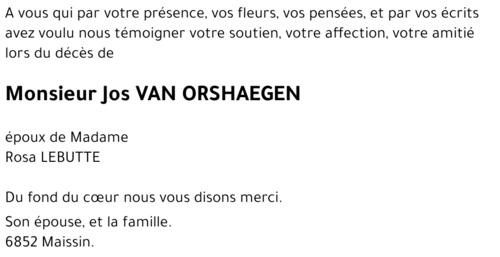Jos VAN ORSHAEGEN