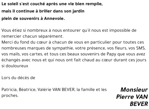Pierre VAN BEVER