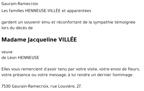 Jacqueline VILLÉE