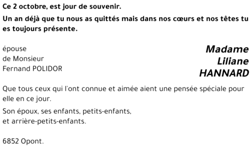 Liliane HANNARD