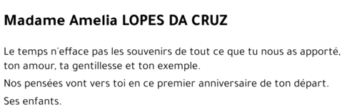 Amelia LOPES DA CRUZ