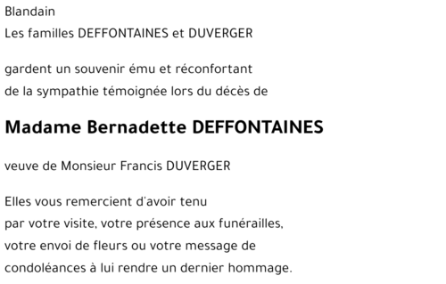 Bernadette DEFFONTAINES