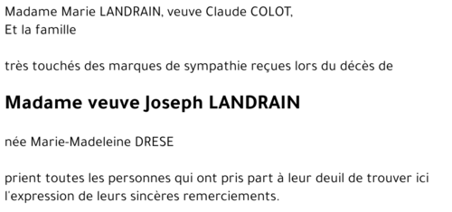 veuve Joseph LANDRAIN