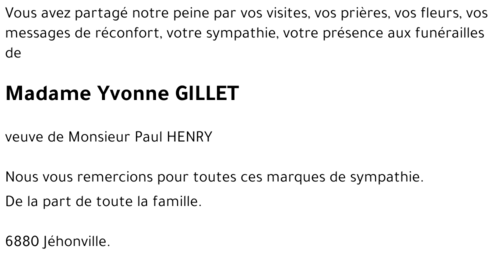 Yvonne GILLET