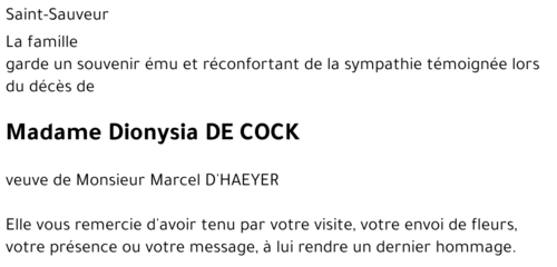 Dionysia DE COCK