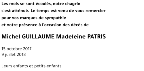 Michel GUILLAUME Madeleine PATRIS
