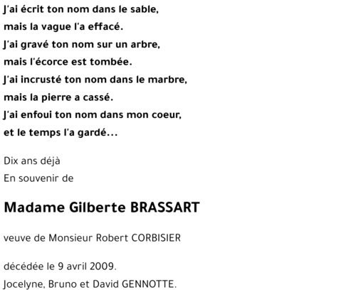 Gilberte BRASSART