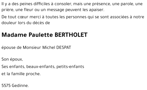 Paulette BERTHOLET