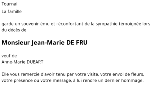 Jean-Marie DE FRU