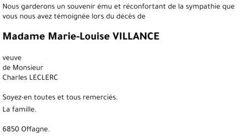 Marie-Louise VILLANCE