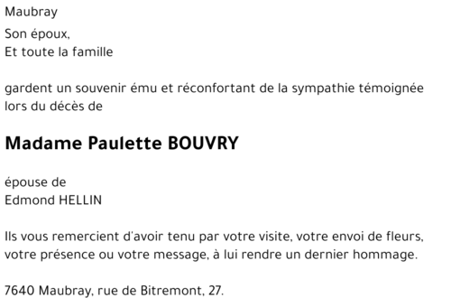 Paulette BOUVRY