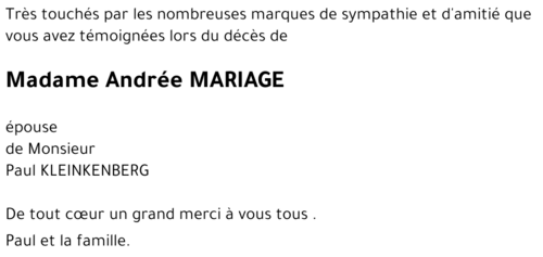Andrée MARIAGE