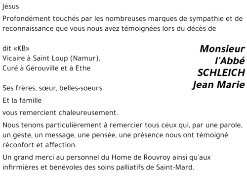 l'Abbé SCHLEICH Jean Marie dit « KB » 