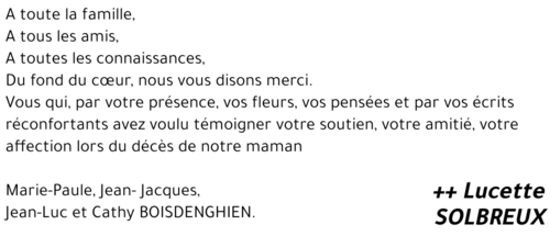 Lucette SOLBREUX